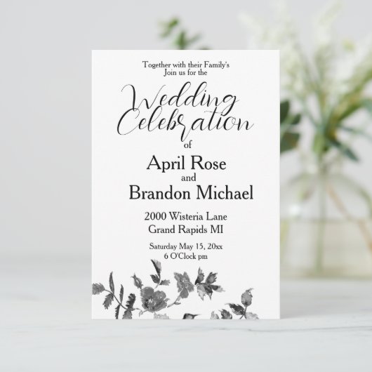 Elegante minimalistische moderne zwarte witte wild kaart (Staand voorkant)