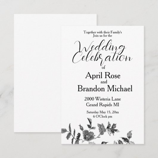 Elegante minimalistische moderne zwarte witte wild kaart (Voorkant / Achterkant)