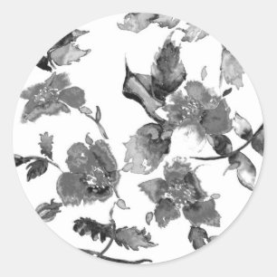 Elegante minimalistische moderne zwarte witte wild ronde sticker