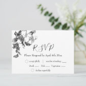 Elegante minimalistische moderne zwarte witte wild RSVP kaartje (Staand voorkant)
