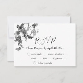 Elegante minimalistische moderne zwarte witte wild RSVP kaartje