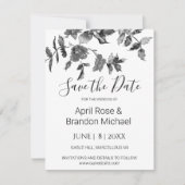 Elegante minimalistische moderne zwarte witte wild save the date (Voorkant)