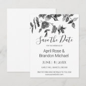 Elegante minimalistische moderne zwarte witte wild save the date (Voorkant / Achterkant)
