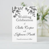 Elegante minimalistische moderne zwarte witte wild save the date (Staand voorkant)