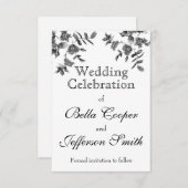 Elegante minimalistische moderne zwarte witte wild save the date (Voorkant / Achterkant)