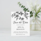 Elegante minimalistische moderne zwarte witte wild save the date (Staand voorkant)
