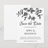 Elegante minimalistische moderne zwarte witte wild save the date (Voorkant / Achterkant)