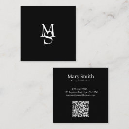 Elegante minimalistische monogram aanpasbare QR-co Vierkante Visitekaartje