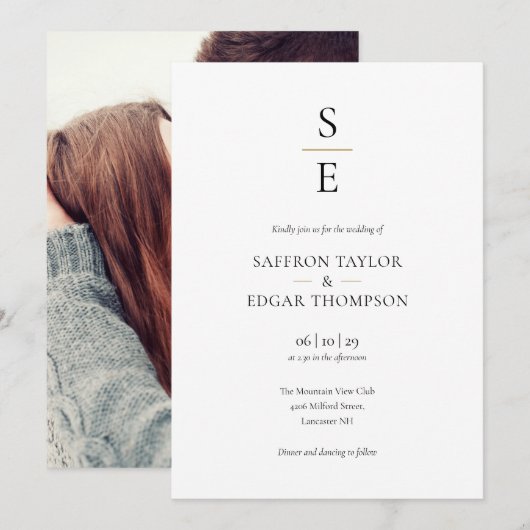 Elegante Minimalistische Monogram Beginletters Fot Kaart (Voorkant / Achterkant)