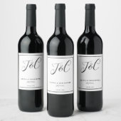 Elegante Minimalistische Monogram Beginletters Tro Wijn Etiket (Flessen)