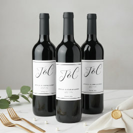 Elegante Minimalistische Monogram Beginletters Tro Wijn Etiket