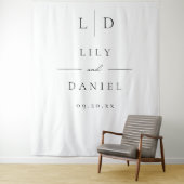 Elegante minimalistische monogram bruiloft foto ac wandkleed (In situ)