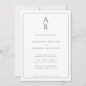 Elegante minimalistische monogram bruiloft uitnodi kaart (Voorkant)