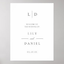 Elegante minimalistische monogram bruiloft welkom  poster
