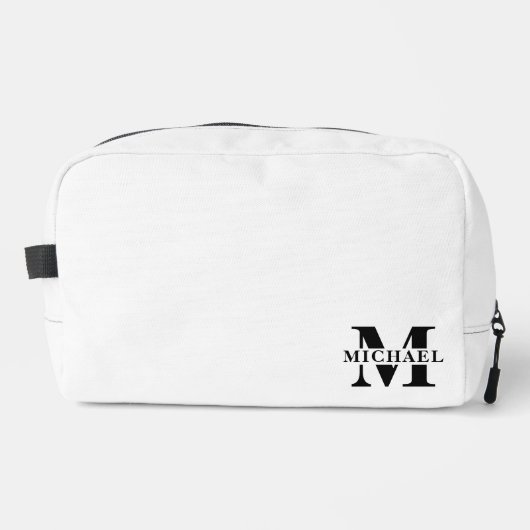 Elegante minimalistische monogram cadeau | Wit Toilettasje (Voorkant)