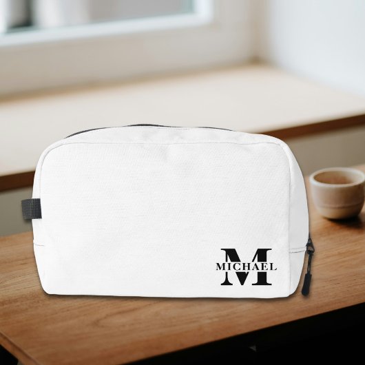 Elegante minimalistische monogram cadeau | Wit Toilettasje
