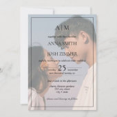 Elegante minimalistische monogram foto overlay bru kaart (Voorkant)