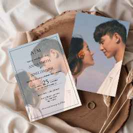 Elegante minimalistische monogram foto overlay bru kaart