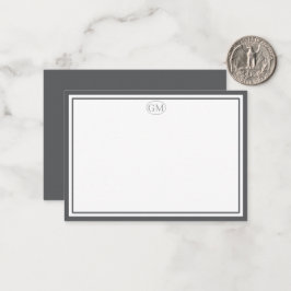 Elegante Minimalistische Monogram Grijs Twee Rand Notitiekaartje