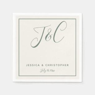 Elegante minimalistische monogram initiaal in sali servet