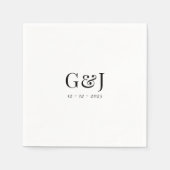 Elegante minimalistische monogram Initialen bruilo Servet (Voorkant)