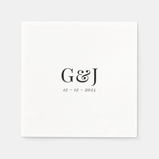 Elegante minimalistische monogram Initialen bruilo Servet (Voorkant)