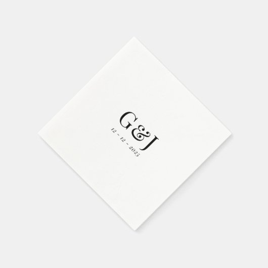 Elegante minimalistische monogram Initialen bruilo Servet (Hoek)