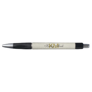 Elegante Minimalistische Monogram, Naam Goud Geel Pen