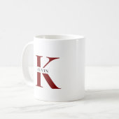 Elegante minimalistische monogram naam koffiemok (Voorkant links)