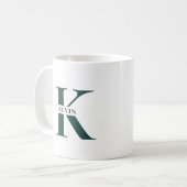 Elegante minimalistische monogram naam koffiemok (Voorkant links)