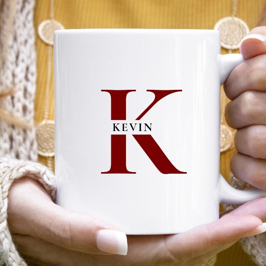 Elegante minimalistische monogram naam koffiemok