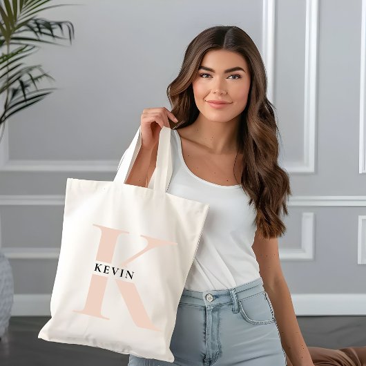 Elegante minimalistische monogram naam tote bag