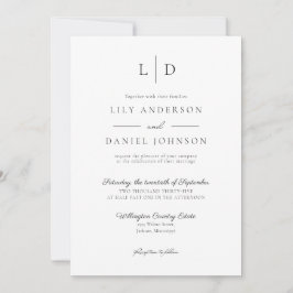 Elegante Minimalistische Monogram QR Code Bruiloft Kaart