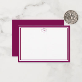 Elegante Minimalistische Monogram ROOD Twee Randen Notitiekaartje