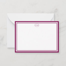 Elegante Minimalistische Monogram ROOD Twee Randen Notitiekaartje