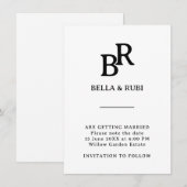 Elegante Minimalistische Monogram Save The Date (Voorkant / Achterkant)