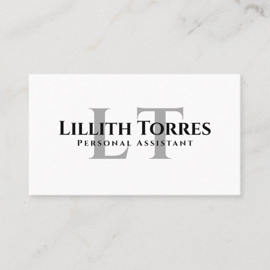 Elegante minimalistische monogram schone typografi visitekaartje (Voorkant)