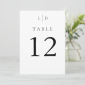 Elegante minimalistische Monogram Trouwtafel Numme Kaart (Staand voorkant)