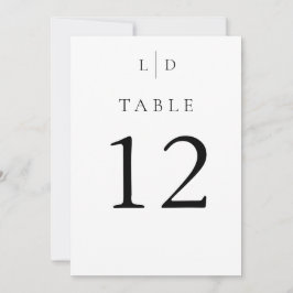 Elegante minimalistische Monogram Trouwtafel Numme Kaart