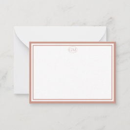 Elegante Minimalistische Monogram Zwarte Twee Rand Notitiekaartje