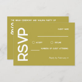 Elegante minimalistische moslim messing wit bruilo RSVP kaartje