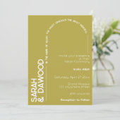 Elegante minimalistische moslim messing witte brui kaart (Staand voorkant)