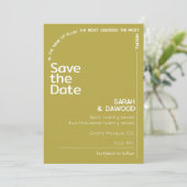 Elegante minimalistische moslim messing witte brui save the date (Staand voorkant)