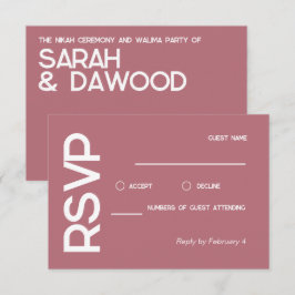 Elegante minimalistische moslim Roos gouden bruilo RSVP Kaartje