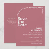 Elegante minimalistische moslim Roos gouden witte Save The Date (Voorkant / Achterkant)