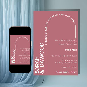 Elegante Minimalistische Moslim Roze Goud Witte Br Kaart