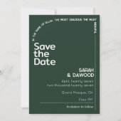 Elegante minimalistische moslim smaragd groene bru save the date (Voorkant)