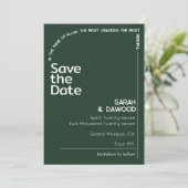 Elegante minimalistische moslim smaragd groene bru save the date (Staand voorkant)