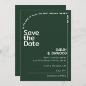 Elegante minimalistische moslim smaragd groene bru save the date (Voorkant / Achterkant)