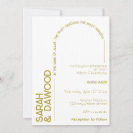 Elegante minimalistische moslim wit messing bruilo kaart